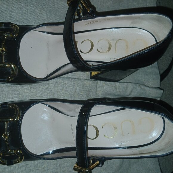 Gucci Women's High Block Heel Mary Jane Pumps size 38.1/2 - Picture 2 of 11